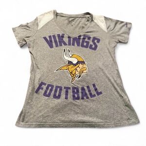 Women’s Nike NFL Team Apparel Minnesota Vikings Gray Stadium V-Neck Shirt Size L